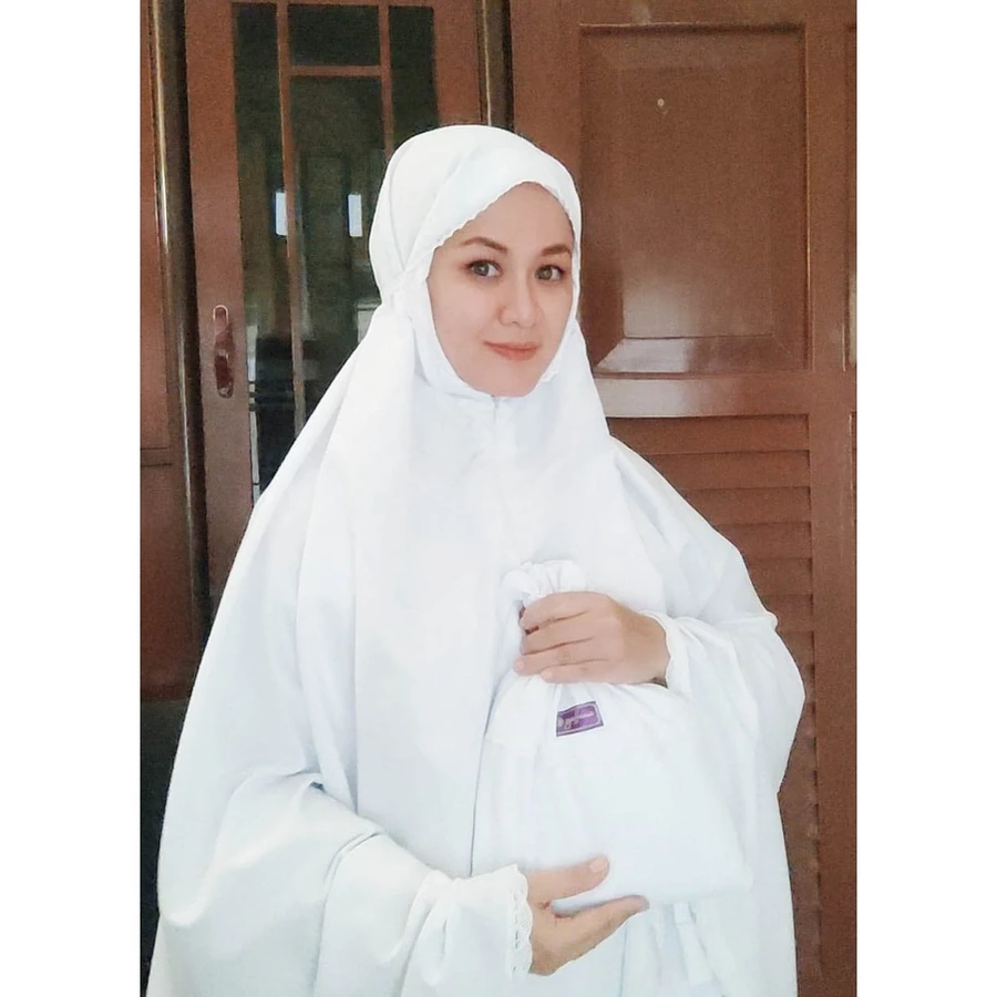 Mukena Dewasa Traveling 2 in 1 retsleting Katun Cantik Jumbo - Image 7