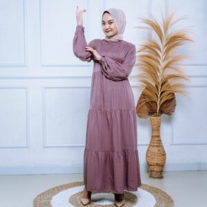 Gamis Abaya Baju Muslim Wanita Lengan Panjang Rayon Twill Cantik Elegan Adem TRIANA series