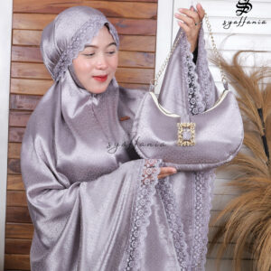 Mukena Dewasa 3 in 1 Jacquard Emboss Silk Premium Renda Mewah Cantik
