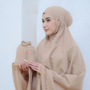 Mukena Dewasa 2 in 1 Traveling  Katun Lasercut Elegan