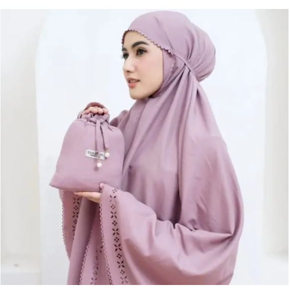 Mukena Dewasa 2 in 1 Traveling Katun Lasercut Elegan - Image 3